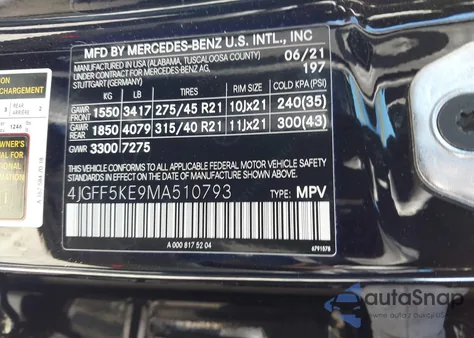 2021 Mercedes-Benz Gls 450 4Matic z USA, uszkodzony, nr VIN 4JGFF5KE9MA510793